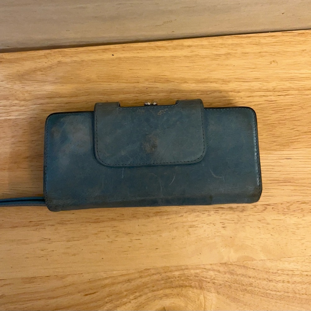 HOBO Teal Leather Wallet Clutch